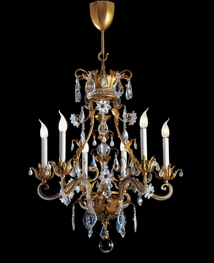 Classic luxury chandelier in wrought iron and clear crystals Cassandra