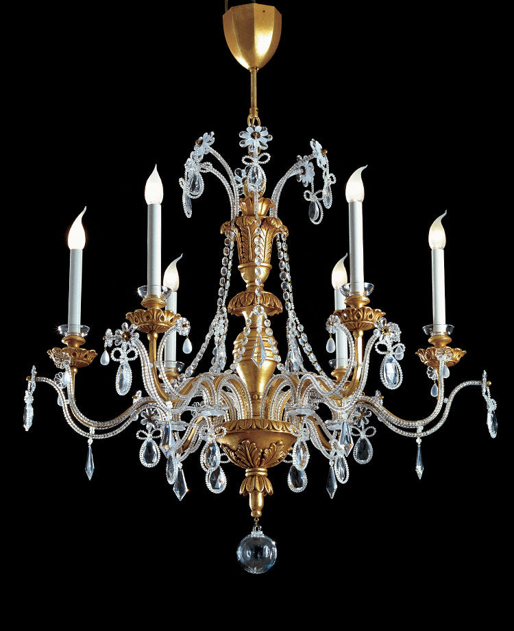 Classic luxury chandelier in wrought iron and clear crystals Caterina