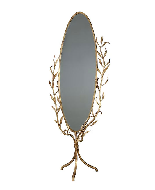 Specchio Banci Firenze in ferro battuto oro anticato e vetro fumè