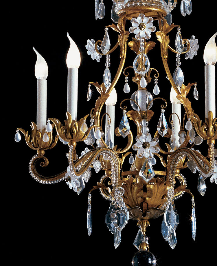Classic luxury chandelier in wrought iron and clear crystals Cassandra