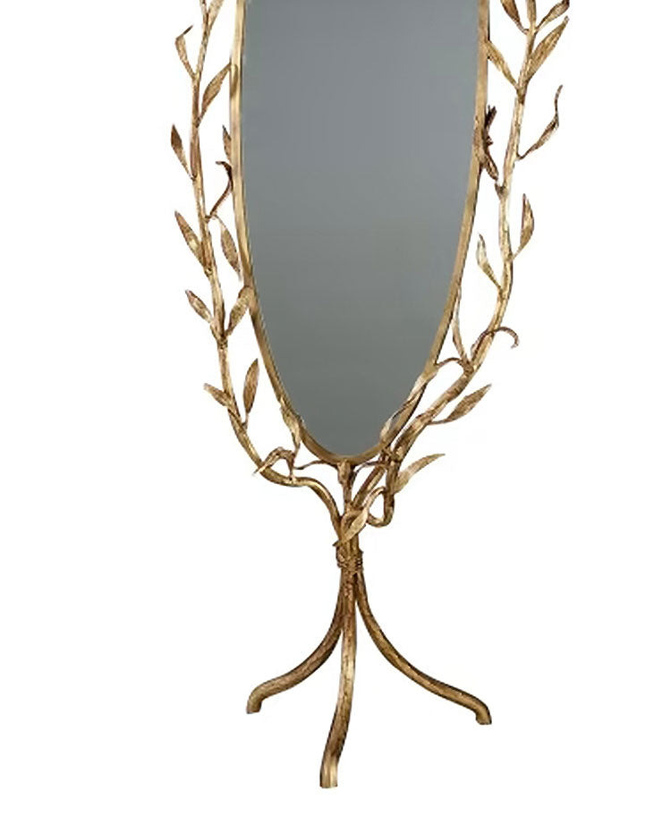 Specchio Banci Firenze in ferro battuto oro anticato e vetro fumè