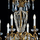 Banci Firenze chandelier in wrought iron and crystals in antique golden leaf
