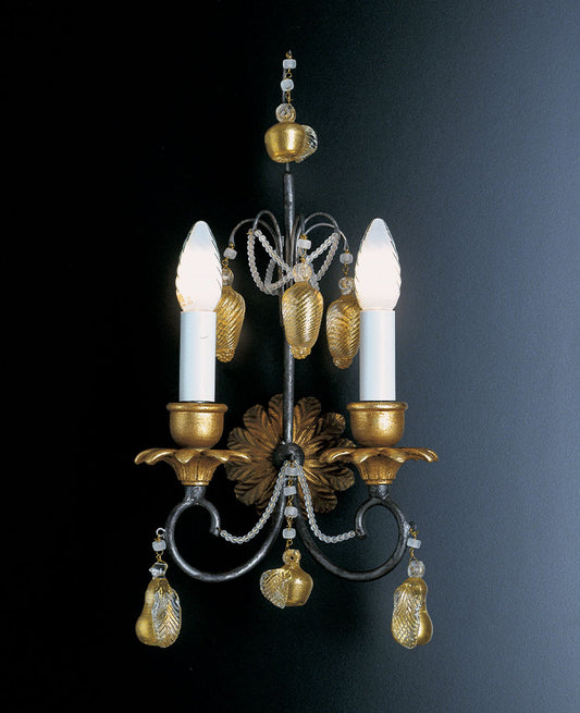Iron classic design sconces with golden fruit crystals
