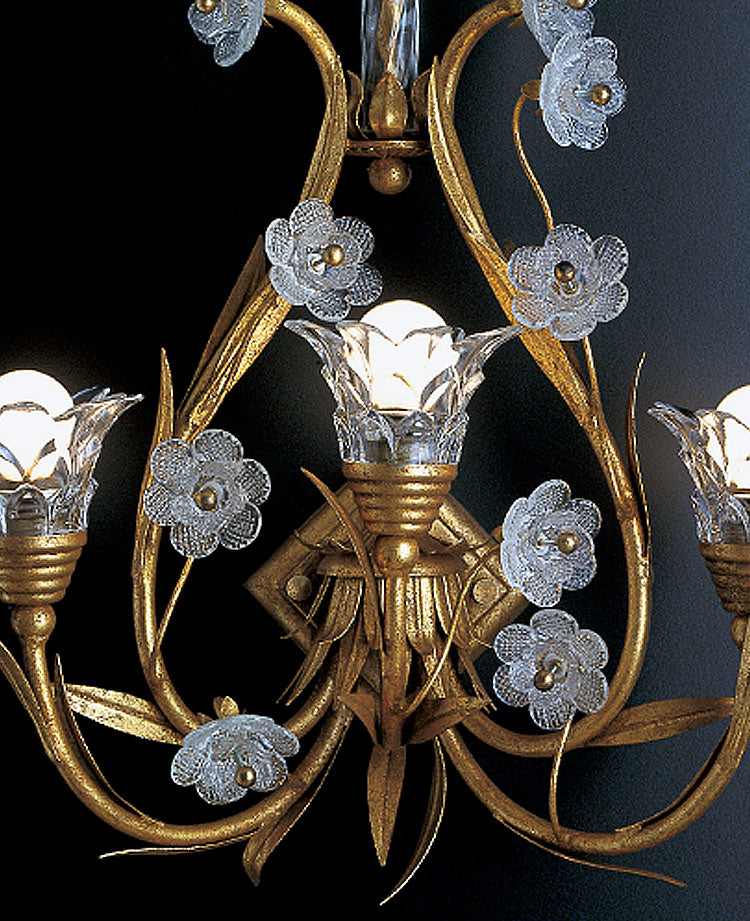 Iron classic design sconces with leaves and floral clear crystals