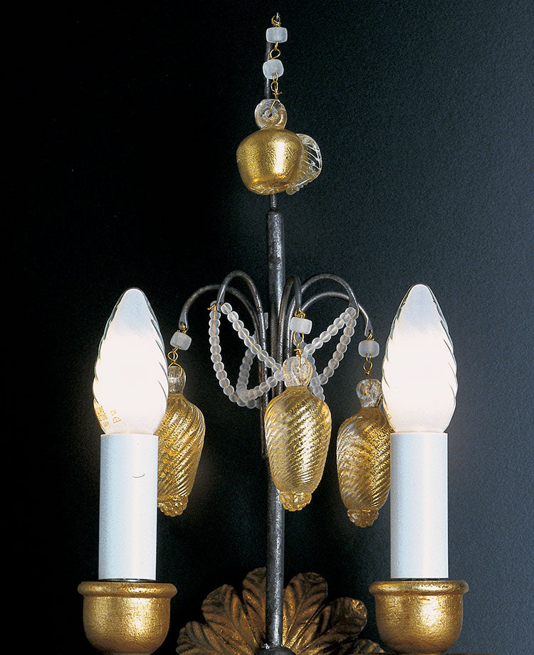 Iron classic design sconces with golden fruit crystals