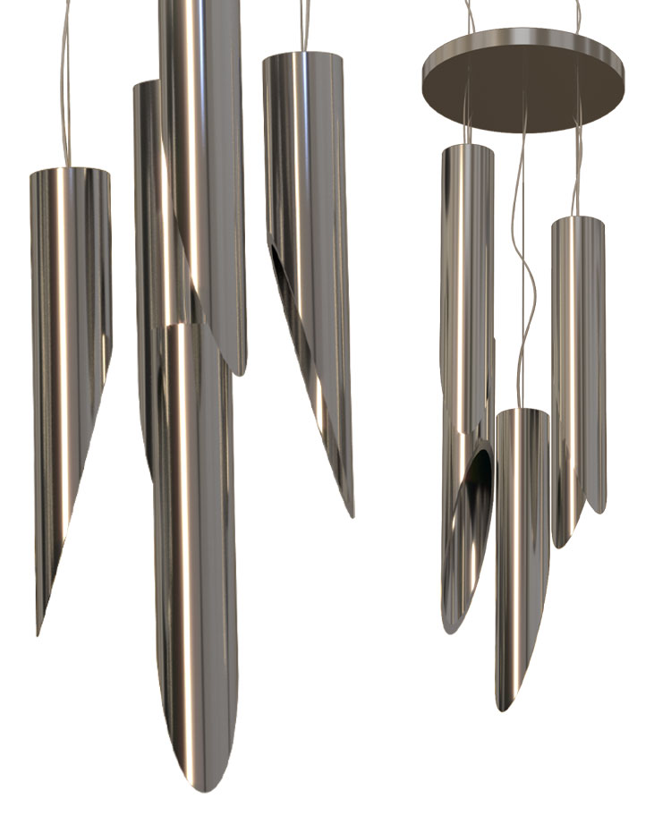 Design Chandelier minimal Sliver in wrought iron Silver