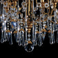 Banci chandelier in wrought iron and clear crystals