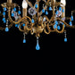 Banci chandelier in wrought iron and blue crystals